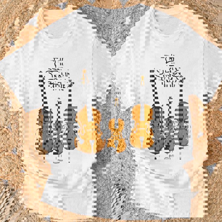 弦楽ファミリー、ヴァイオリン、チェロ、コントラバスミュージシャン面白い Tシャツ 高齢者への贈り物