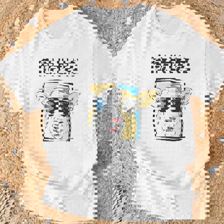 待たせたな羊サングラスクールおもしろおしゃれネタジョーク Tシャツ 高齢者への贈り物