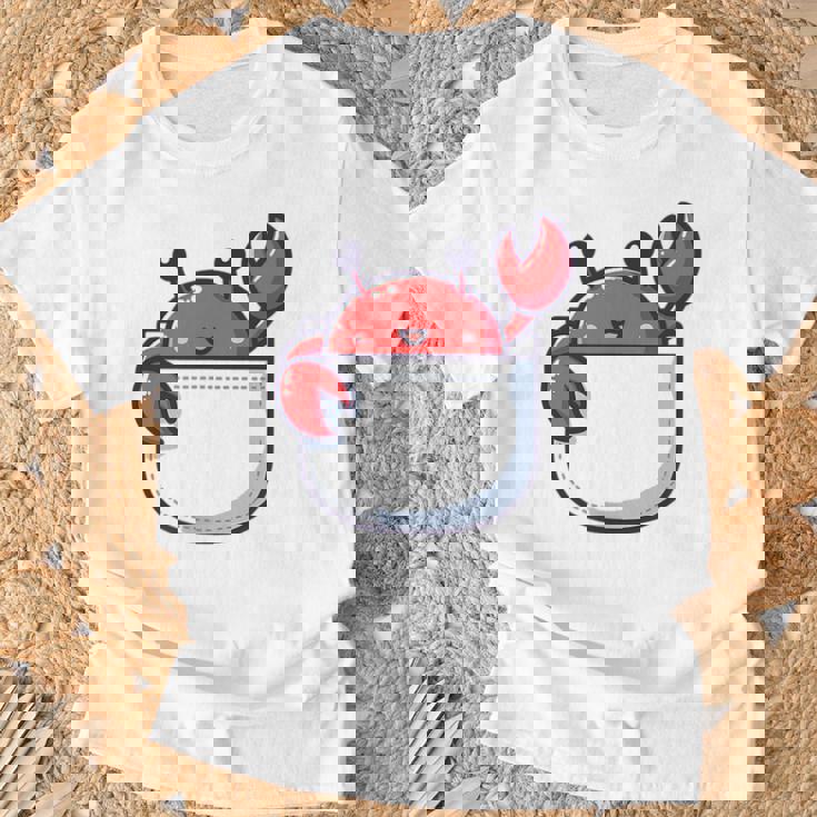 愛らしい かわいい ちび 和 ポケット カワイイ カニ Tシャツ 高齢者への贈り物