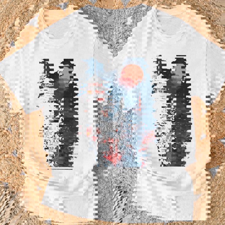 日本の忍者バックプリント。 Tシャツ 高齢者への贈り物