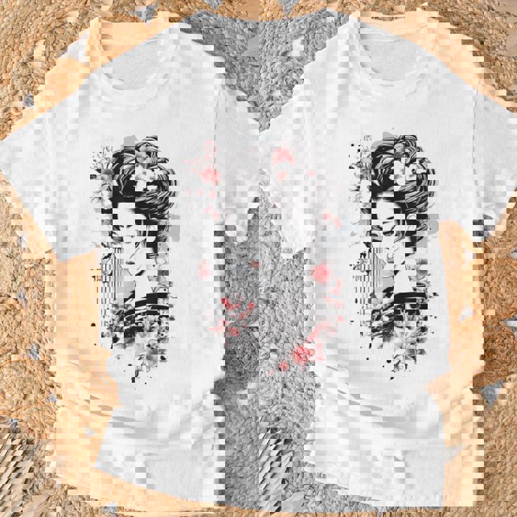 日本の芸者アートグラフィックtシャツ メンズ レディース キッズ Tシャツ 高齢者への贈り物