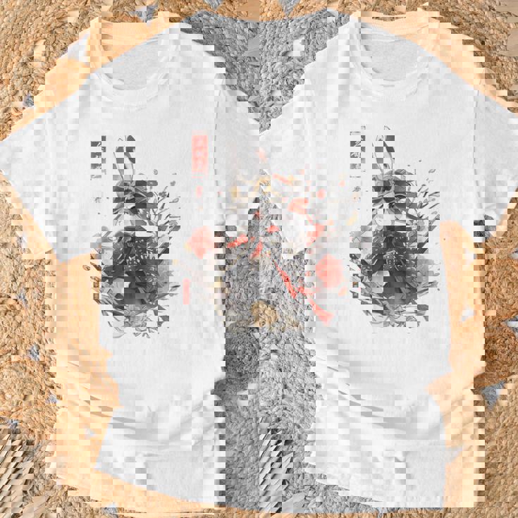 日本アート うさぎ 忍者 浮世絵 アニメスタイル サムライラビット Tシャツ 高齢者への贈り物