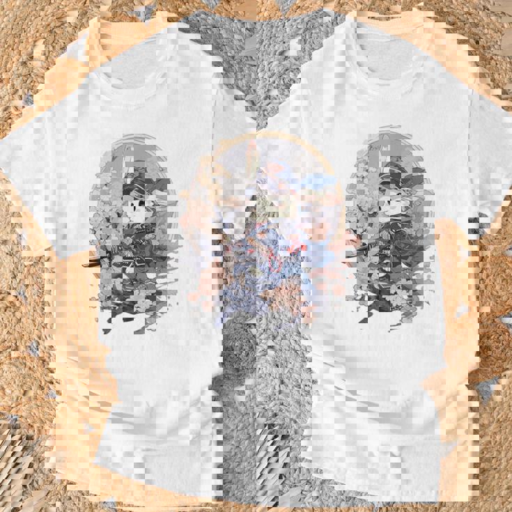 日本美術 うさぎ 忍者 浮世絵 アニメ風 侍うさぎ Tシャツ 高齢者への贈り物