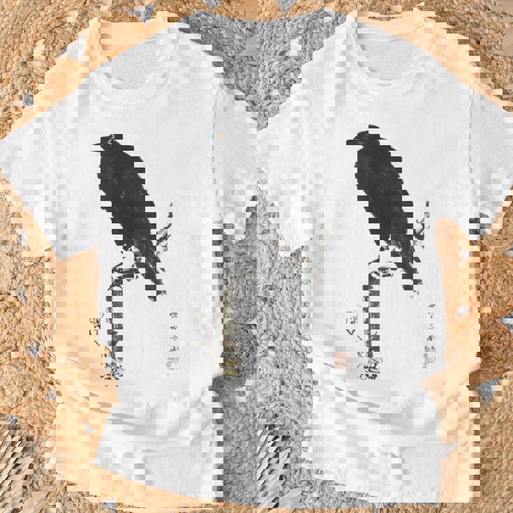 日本美術、浮世絵、河鍋暁斎、カラス 、レトロ、日本文化 Tシャツ 高齢者への贈り物