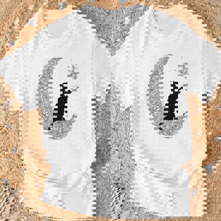 曼荼羅猫tシャツ レディース メンズ ユース 月と星 Tシャツ 高齢者への贈り物