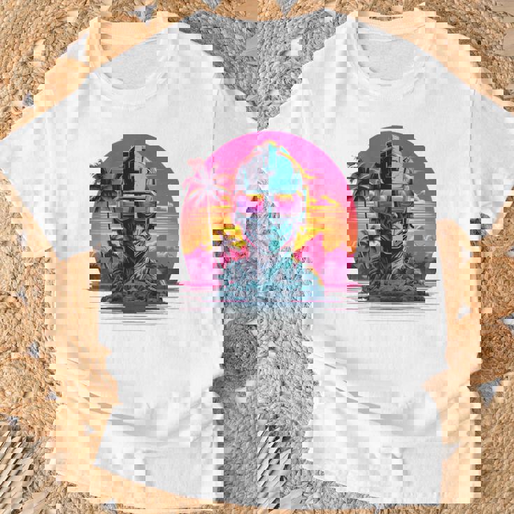 バックプリント 未来派 レトロ ヴェイパーウェーブ サイバーパンク 彫刻 Tシャツ 高齢者への贈り物