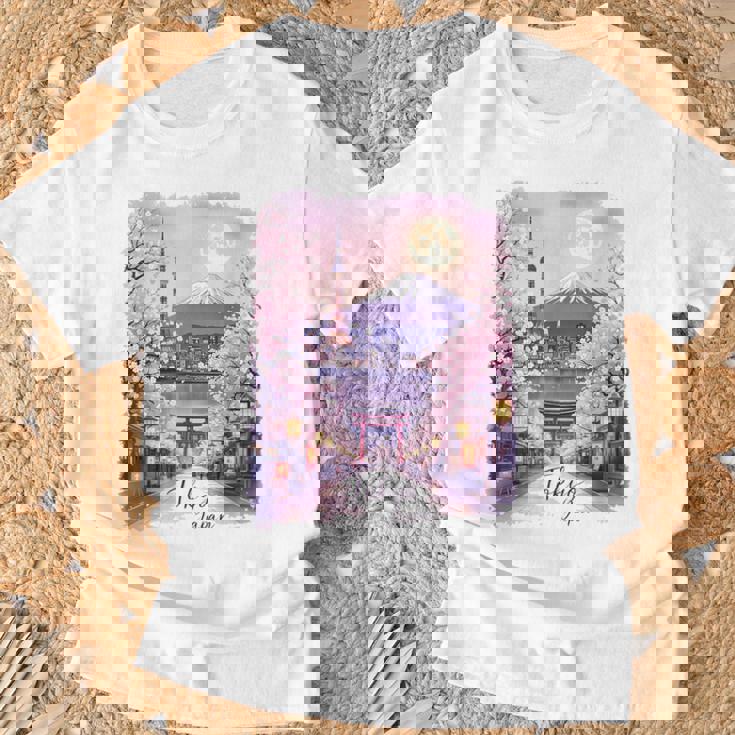 東京 日本 桜 夜景 お土産 Tシャツ 高齢者への贈り物