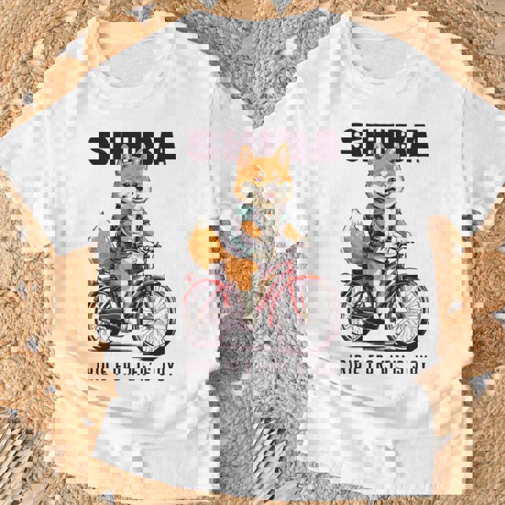 柴犬 いぬ イラスト 柴犬好き 犬好き 自転車 かわいい おもしろ レトロ Ride For Life's Joy 長袖tシャツ Tシャツ 高齢者への贈り物