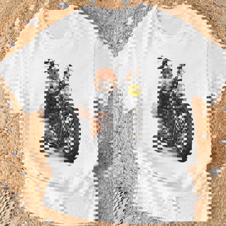 柴犬 いばけん 犬 バイク バイカー Tシャツ 高齢者への贈り物