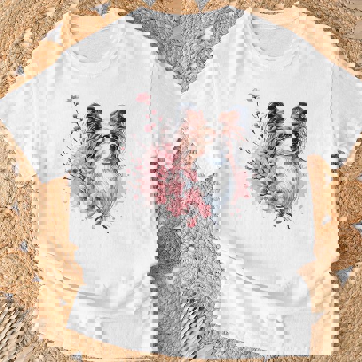 桜 水彩パピヨン Tシャツ 高齢者への贈り物