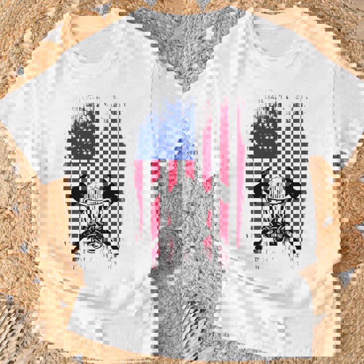 消防士 アメリカ国旗 7月4日 男性 お父さん 消防士 長袖tシャツ Tシャツ 高齢者への贈り物