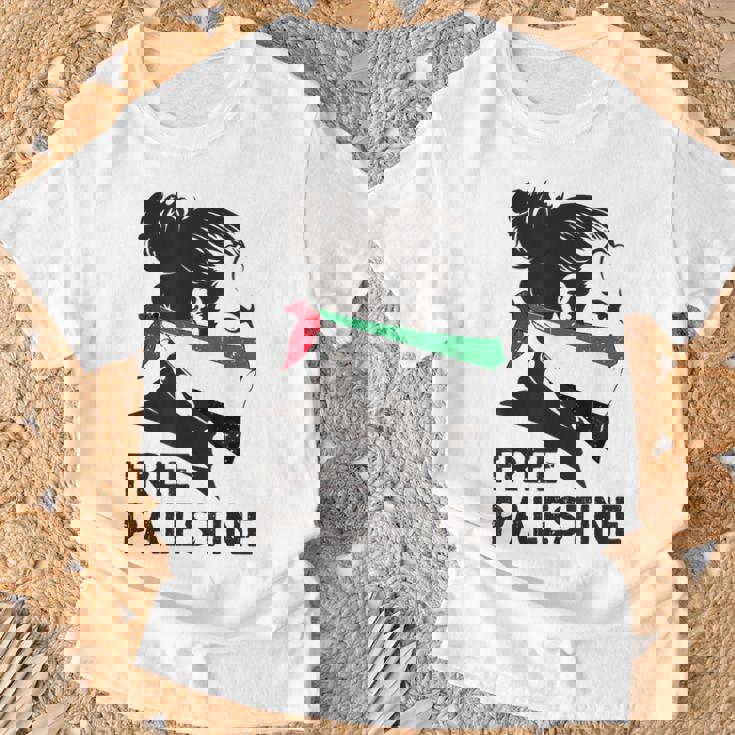 無料パレスチナ国旗 ガザの終わり占領 パレスチナ語 Tシャツ 高齢者への贈り物