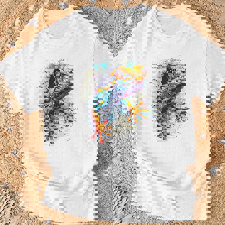 爬虫類とカラフルなヤモリ Tシャツ 高齢者への贈り物