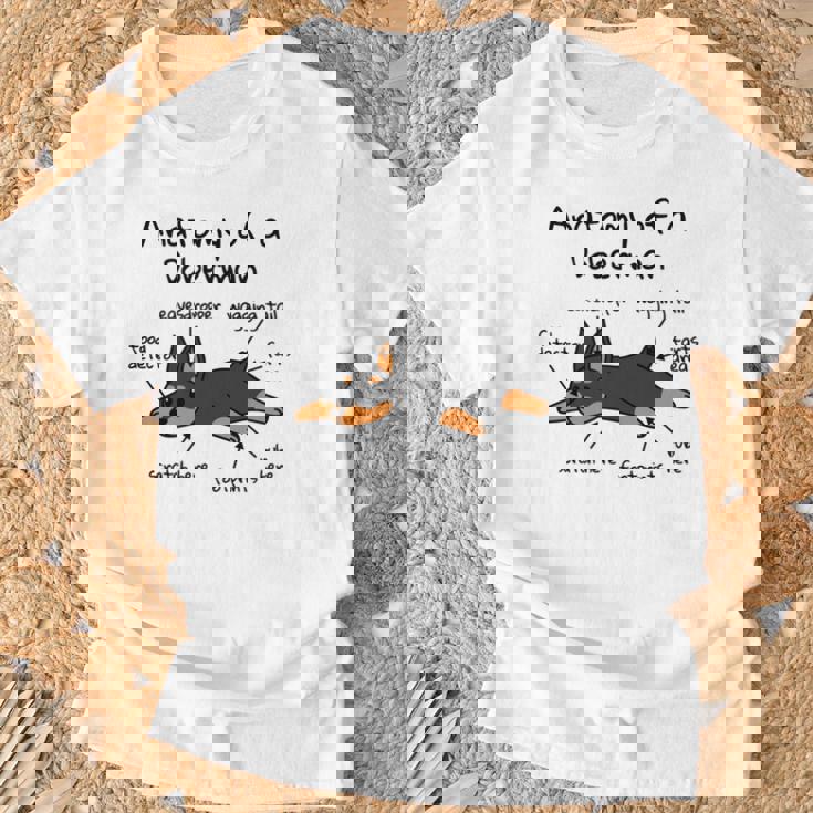 犬の解剖学ドーベルマン犬 長袖tシャツ Tシャツ 高齢者への贈り物