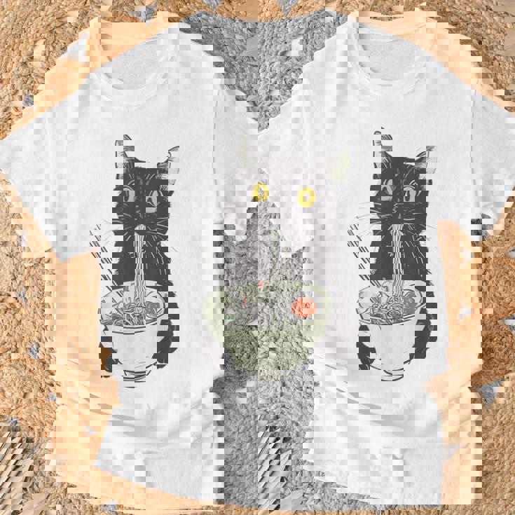 猫 ラーメン 麺 和 ラーメン かわいい 猫 Tシャツ 高齢者への贈り物