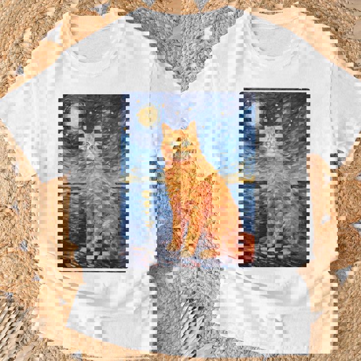 猫のポートレートオイル印刷甘い子猫 長袖tシャツ Tシャツ 高齢者への贈り物