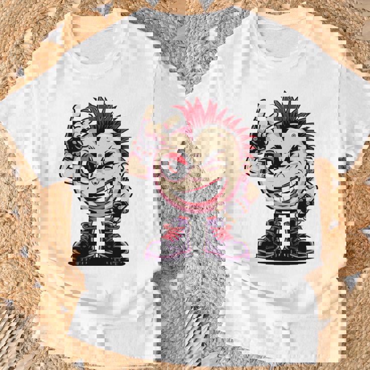 生意気なパンクロックロッカー イロとブーツ付き 面白いパンク 長袖tシャツ Tシャツ 高齢者への贈り物