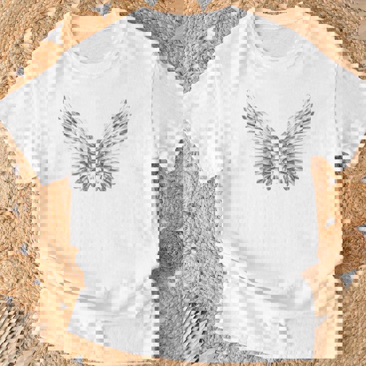 白い天使の羽自由守護天使 Tシャツ 高齢者への贈り物