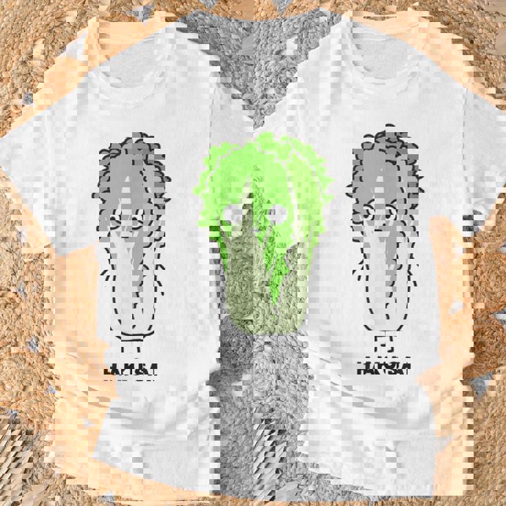 白菜 ハクサイ 顔 イラスト かわいい おもしろ 面白い 簡単 シンプル ゆるい 野菜 Tシャツ 高齢者への贈り物