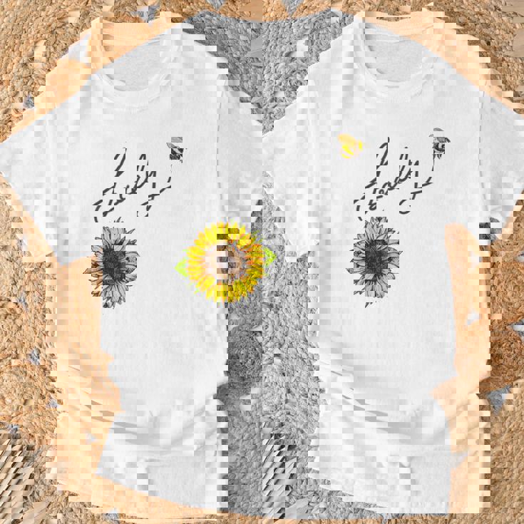 秋のひまわり マルハナバチ 面白いひまわり蜂 秋の愛 Tシャツ 高齢者への贈り物
