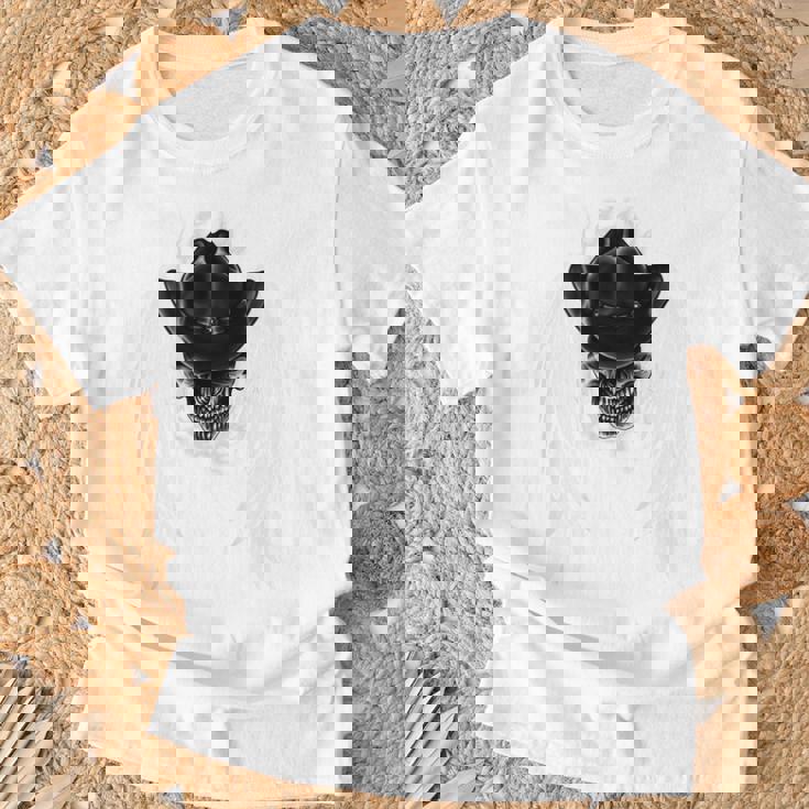 羽の天使の翼 カウボーイスカル 背中 Tシャツ 高齢者への贈り物