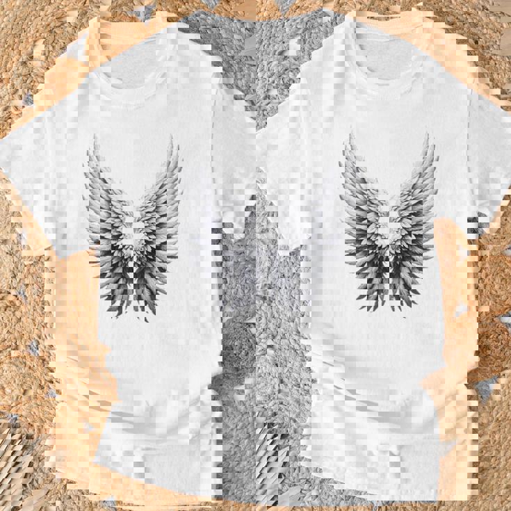 背中には白い天使の羽 Tシャツ 高齢者への贈り物