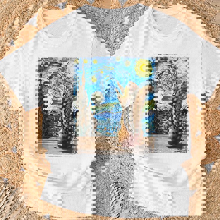 芸術的なシマリスシャツ ゴッホスタイル 星月夜 シマリス Tシャツ 高齢者への贈り物