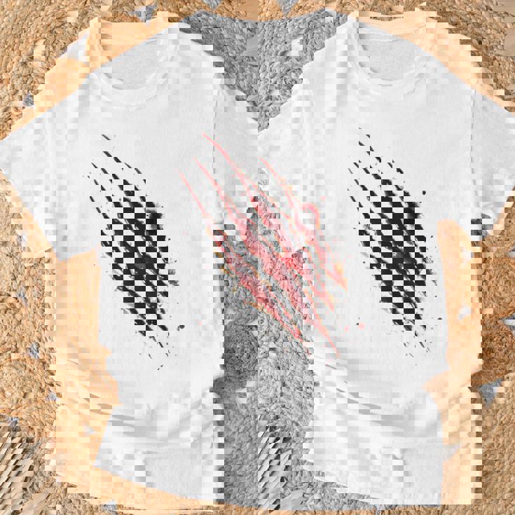 血まみれのシャツ ハロウィン ゾンビ 爪 マーク 血のはね Tシャツ 高齢者への贈り物