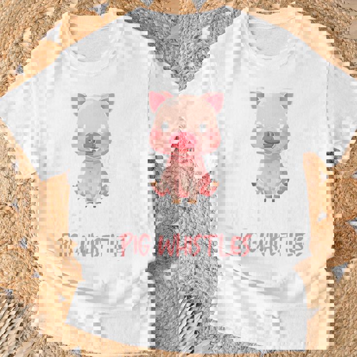 バックプリント 豚の口笛を信じる Tシャツ 高齢者への贈り物