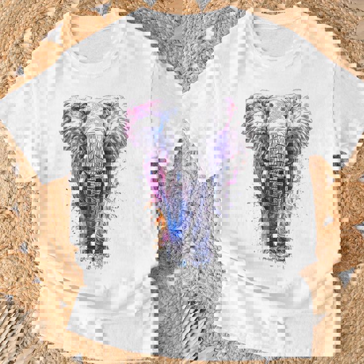 象 抽象画 モチーフ 動物 恋人 アート 象 Tシャツ 高齢者への贈り物