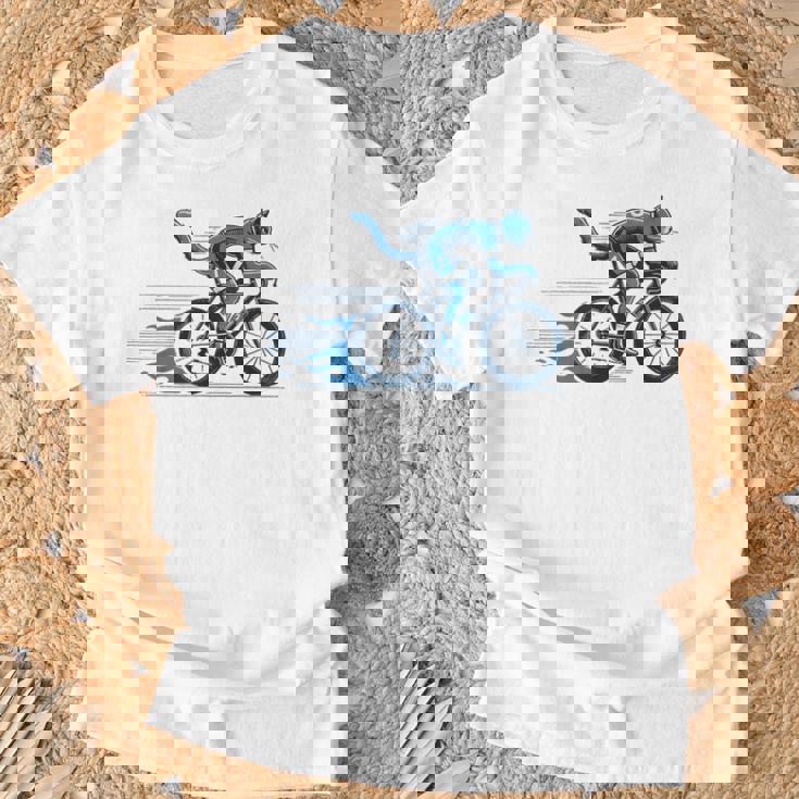 趣味のサイクリストのためのおしゃれな面白いロードバイク猫。 Tシャツ 高齢者への贈り物