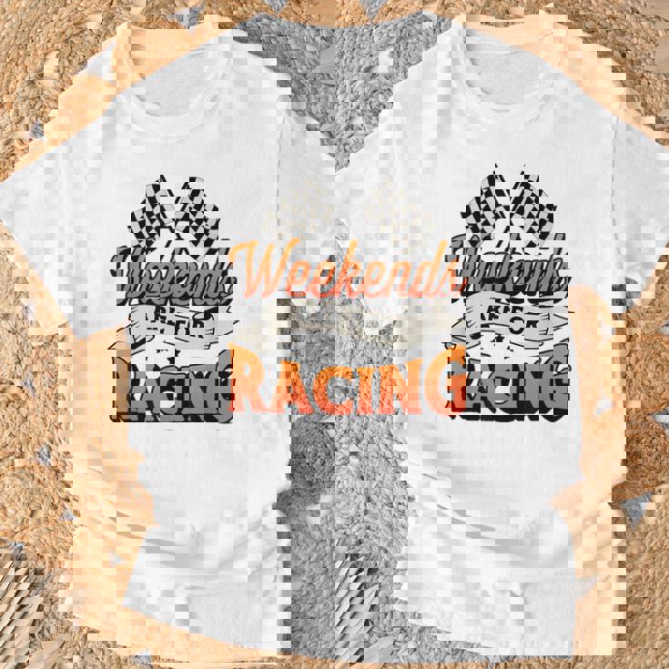 週末はレーシングカーレースモータースポーツ Tシャツ 高齢者への贈り物