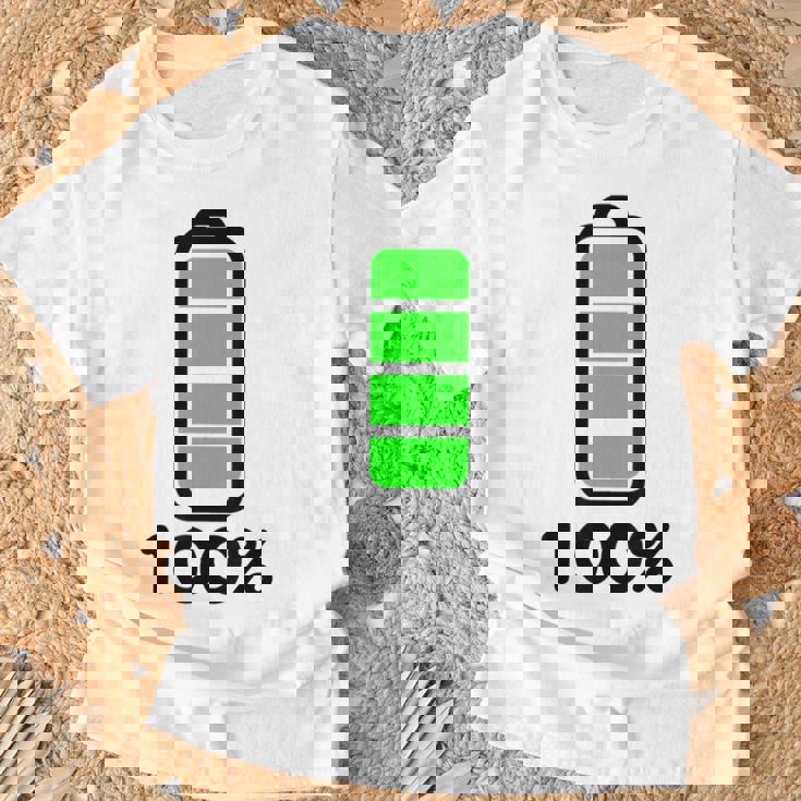電池 100 フルバッテリー Tシャツ 高齢者への贈り物