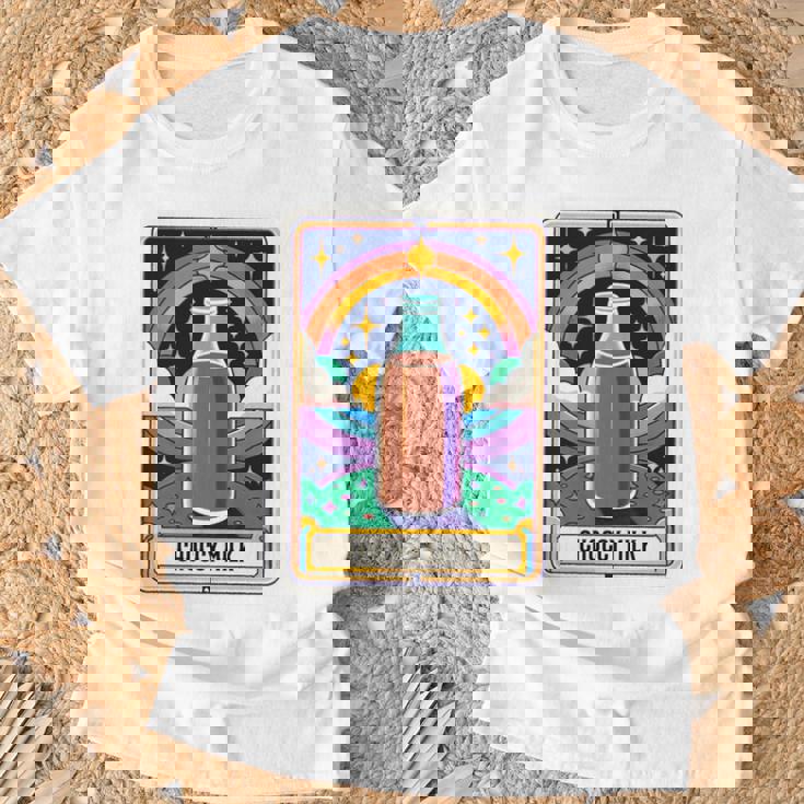 面白い Choccy ミルク タロット カード チョコレート ミルクセーキ 長袖tシャツ Tシャツ 高齢者への贈り物