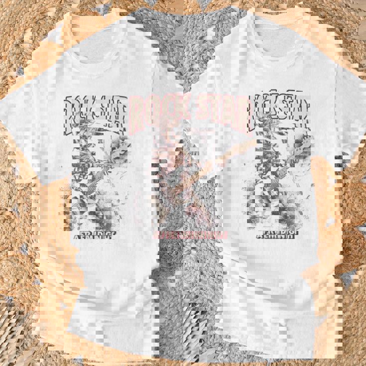 面白いギター猫 エレキギターでロックを弾く猫 長袖tシャツ Tシャツ 高齢者への贈り物