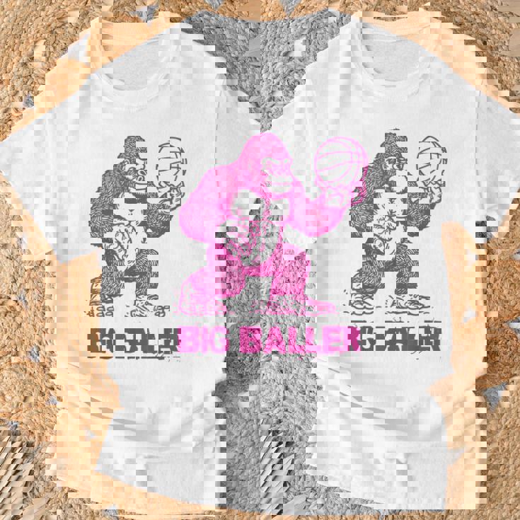 面白いゴリラ遊びバスケットボール ビッグボーラー マネースポーツ Tシャツ 高齢者への贈り物