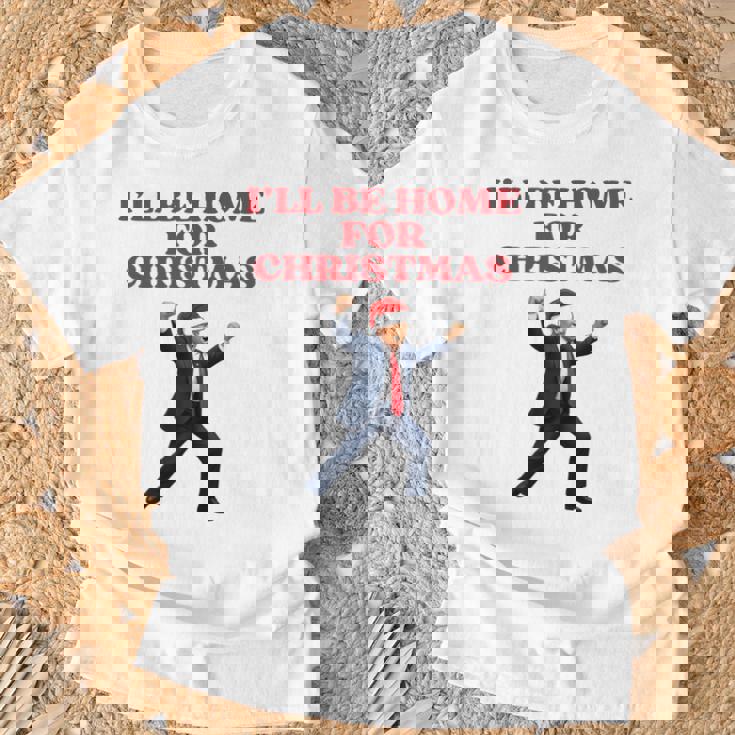 面白いトランプサンタハット、クリスマスに家に帰るよ 長袖tシャツ Tシャツ 高齢者への贈り物