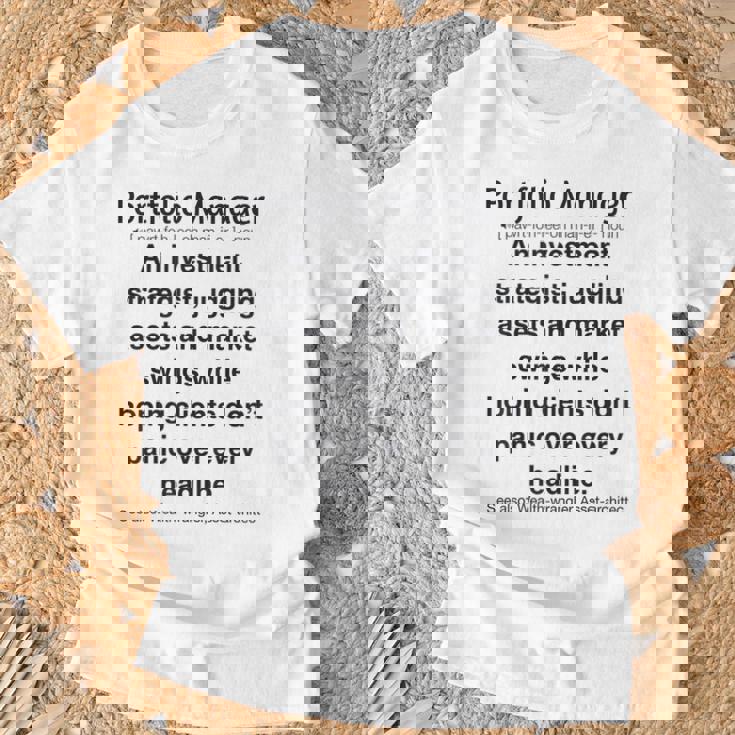 面白いポートフォリオマネージャー Tシャツ 高齢者への贈り物