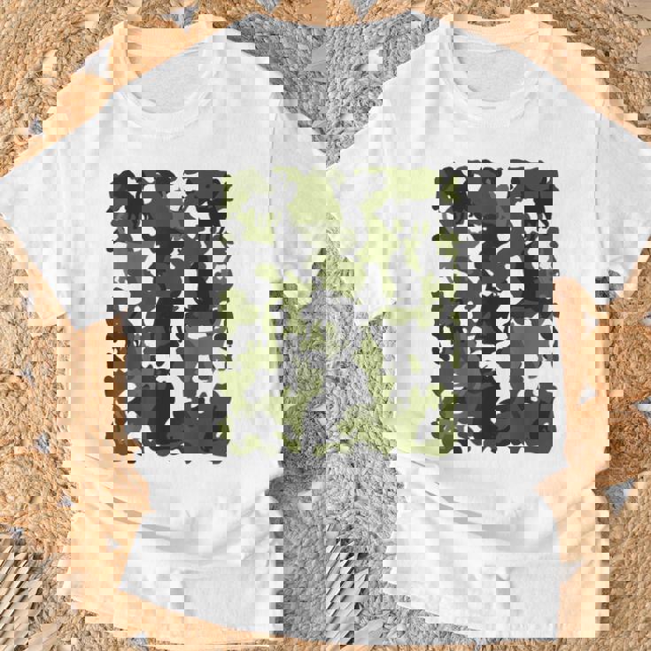 面白い猫のカモフラージュカモフラージュパターンペット猫 Tシャツ 高齢者への贈り物