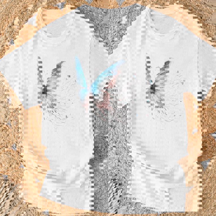 魔法の蝶 エレガント 神秘的な蝶 銀河 星 長袖tシャツ Tシャツ 高齢者への贈り物