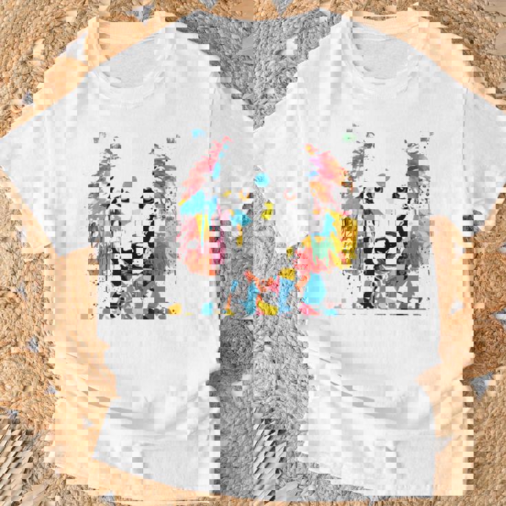 鮮やかな犬のアート スプラッシュカラー 抽象画 Tシャツ 高齢者への贈り物