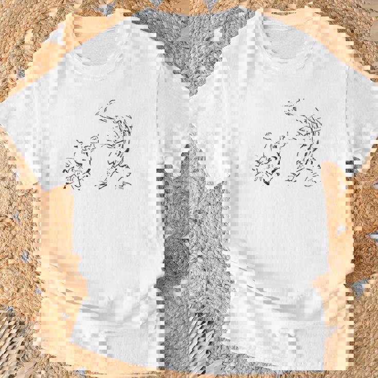 鳥獣戯画《蛙と兎・相撲》かえる うさぎ【日本・世界の名画】日本画 和柄 美術館アート 長袖tシャツ Tシャツ 高齢者への贈り物