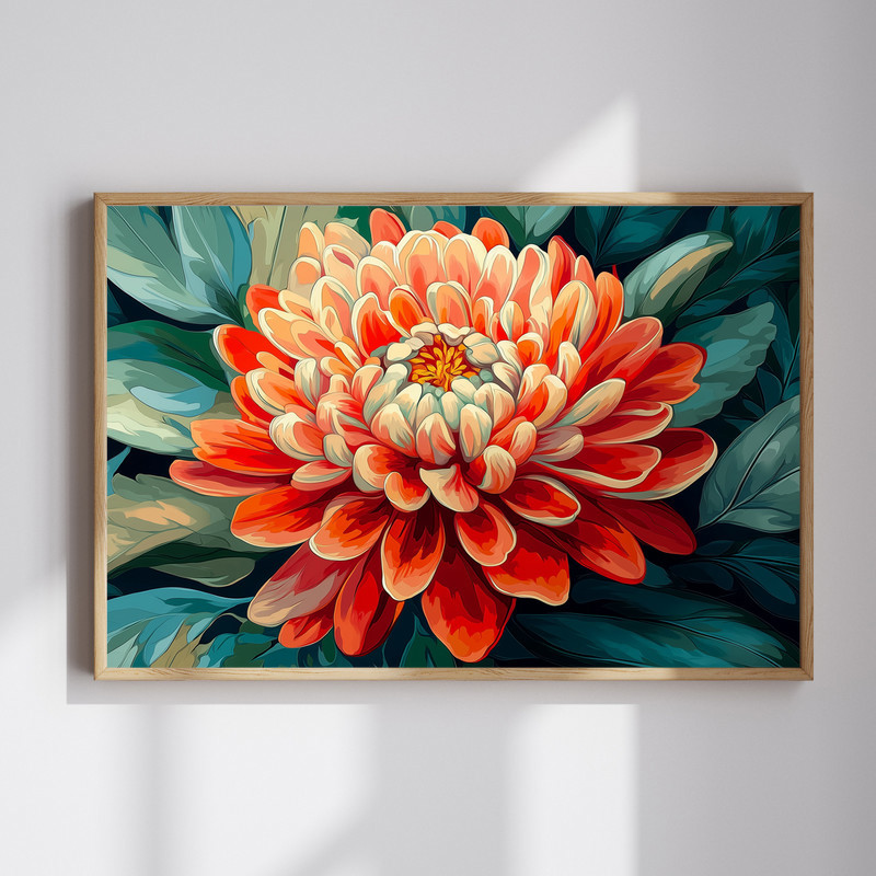 Flame Heart Of Chrysanthemum Canvas Wall Art | Family Wall Decor
