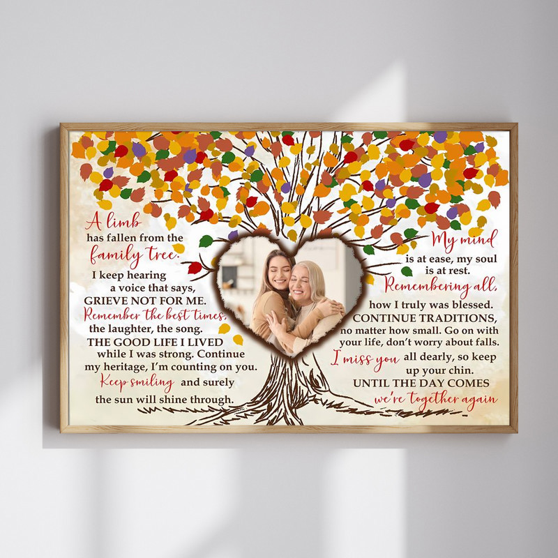 Personalized Family Tree Memorial Canvas - Photo & Poem Tribute | Familywalldecor