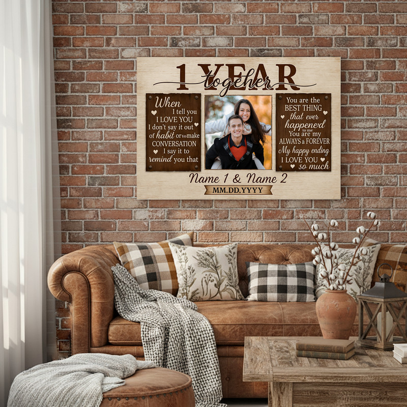 First Anniversary Photo Keepsake - Custom Couple Canvas Gift