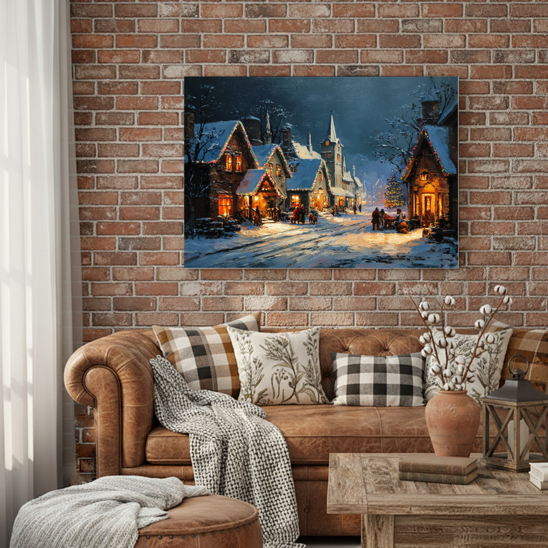 The Night Before Christmas canvas wall art in portrait, modern minimal decor with black and gold accents, living room mantel The Night Before Christmas canvas wall art in portrait, modern minimal decor with black and gold accents, living room mantel