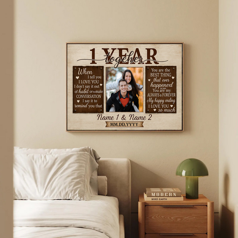 First Anniversary Photo Keepsake - Custom Couple Canvas Gift