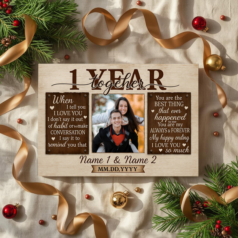 First Anniversary Photo Keepsake - Custom Couple Canvas Gift