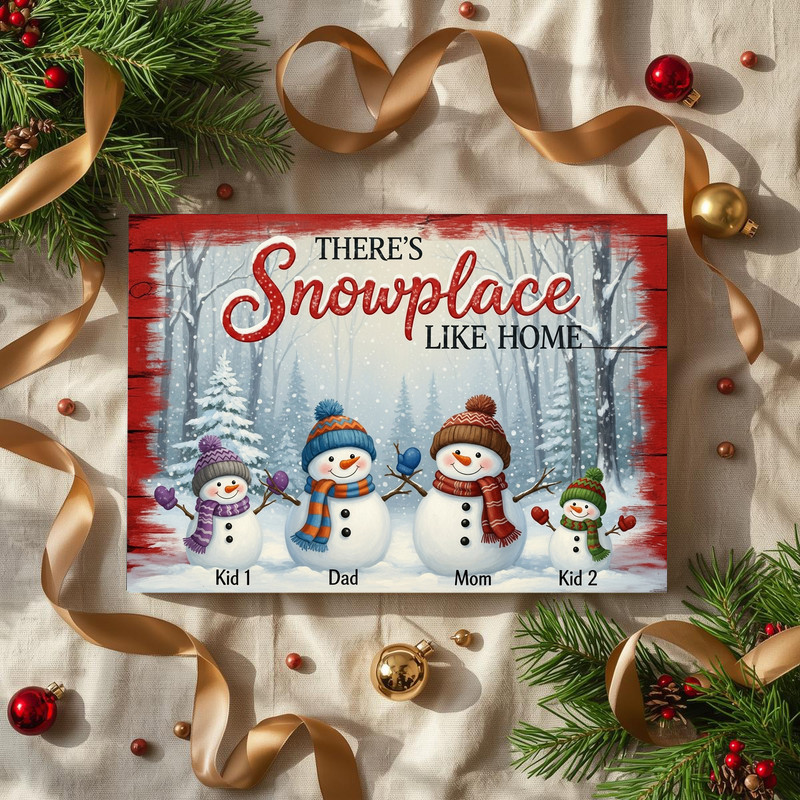 Snow Place Like Home canvas wall art, winter living room decor, thoughtful holiday housewarming gift for family and friends