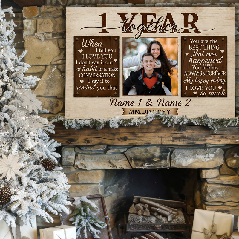 First Anniversary Photo Keepsake - Custom Couple Canvas Gift